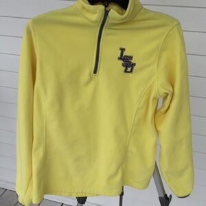Women’s JGS LSU Yellow Fleece Pullover Jacket with Gray Trim, size SMALL